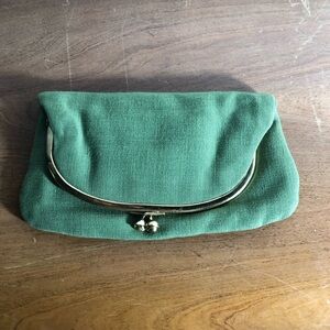 Vintage 1950s green fabric cloth hand purse